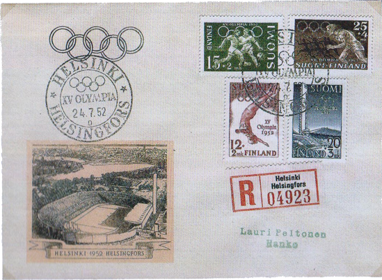 Олимпийский почтовый конверт Финляндии