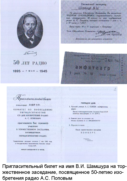 Пригласительный билет на заседание в честь 50-летия изобретения радио Поповым