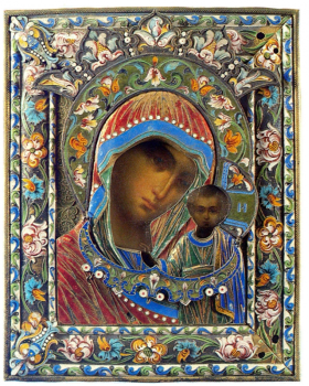 Икона «Казанская Божья матерь» с окладом