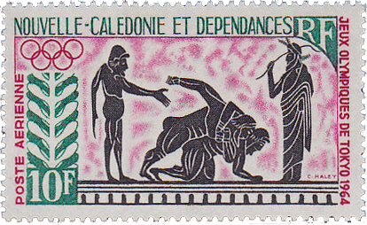 Французская почтовая марка, посвященная Олимпийским играм в Токио