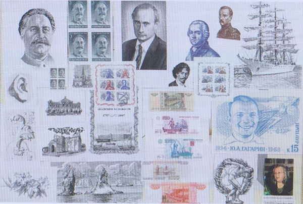 Планшет выставки «Секретные советские художники»: Путин, Гагарин, рисунки к маркам