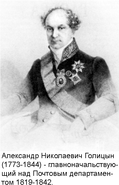 Александр Николаевич Голицын - главноначальствующий над почтовым департаментом 1819-1842