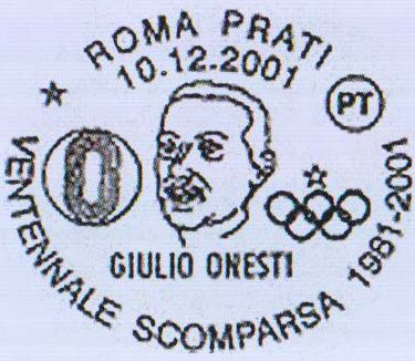 Специальный почтовый штемпель Италии с портретом Д. Онести, 2001 г.