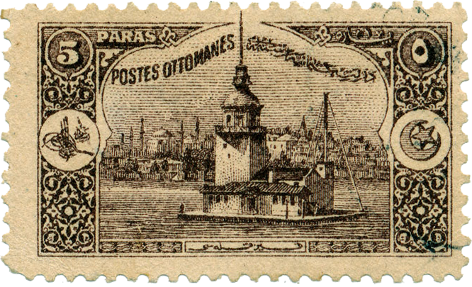 Почтовая марка Турции с видом «башни Леандра»