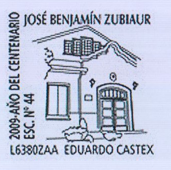  Почтовый штемпель с изображением фасада дома, посвященный Х. Зибиауеру, Аргентина, 2009 г.