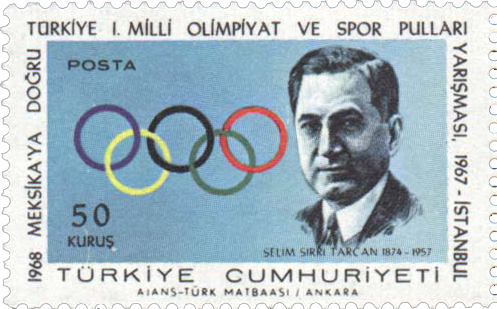 Почтовая марка Турции с портретом Сирри-бей Таркана, 1967 г.