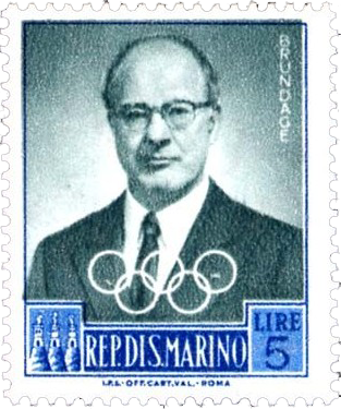 Почтовая марка Сан-Марино с портретом Э. Брендеджа, 1959 г.