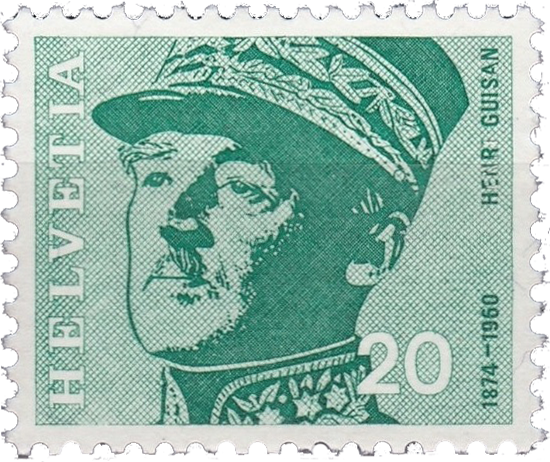 Почтовая марка Швейцарии с портретом А. Гизана, 1969 г.