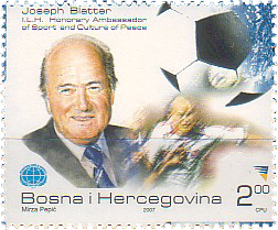 Почтовая марка Боснии и Герцеговины с портретом И. Блаттера, 2007 г.